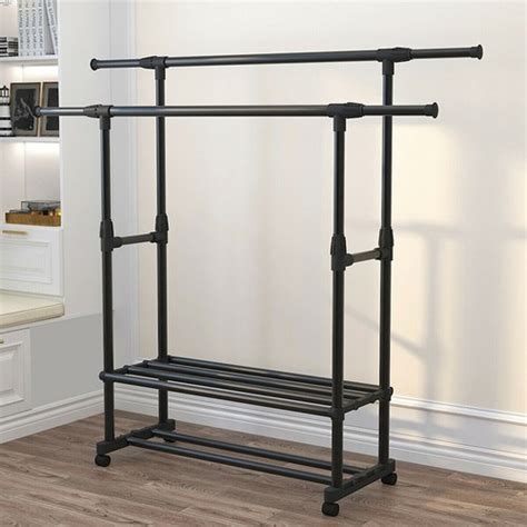 Heavy Duty Clothing Garment Rack Rolling Clothes Organizer Double Rails ...