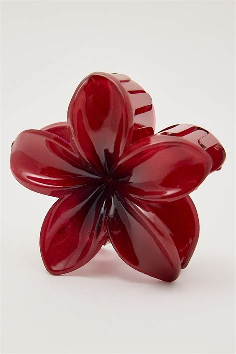Token Frangipani Flower Hair Claw Clip Burgundy in 2025 | Flowers in ...