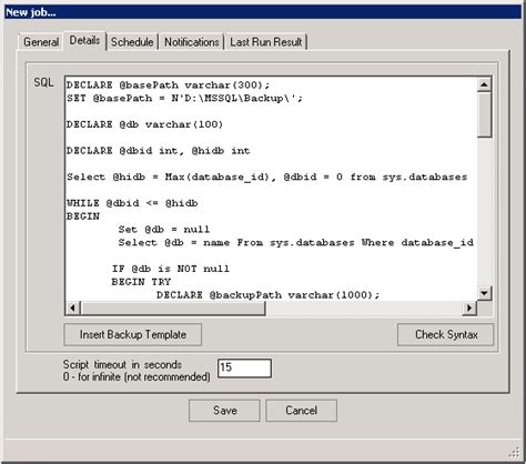 Using SQL to Schedule Backups 的图像结果