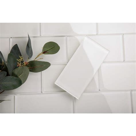 Buy Alabaster 3 in. x 6 in. x 8mm Glass Subway Wall Tile (5 sq. ft ...