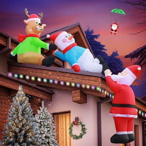 Amazon.com: DomKom 8FT Christmas Inflatables Roof Outdoor Decorations ...