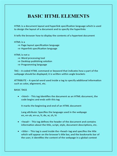 Image result for HTML Syntax PDF