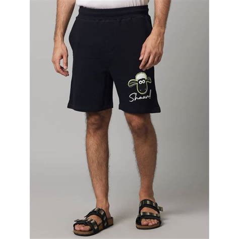 Shaun the Sheep - Black Graphic Printed Cotton Shorts (LCOSHAUNBM1) | Celio