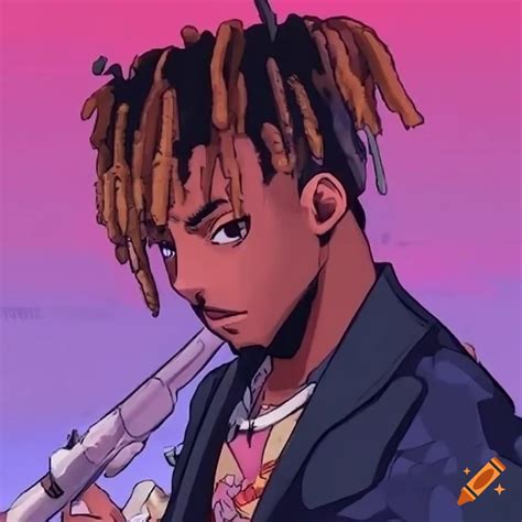 Anime illustration of juice wrld on Craiyon