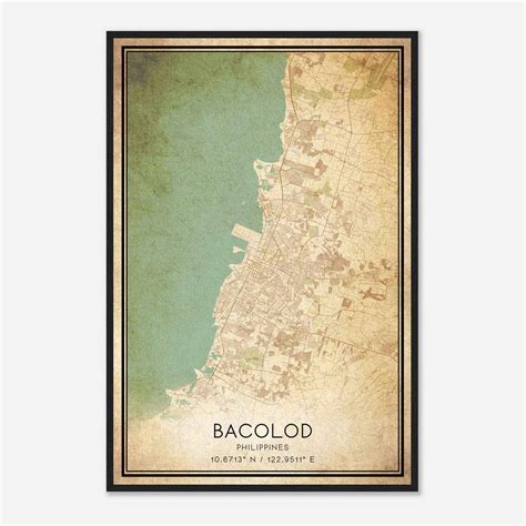 Vintage Bacolod Philippines Map Poster, Bacolod City Road Wall Art Print - Custom Maps & Posters