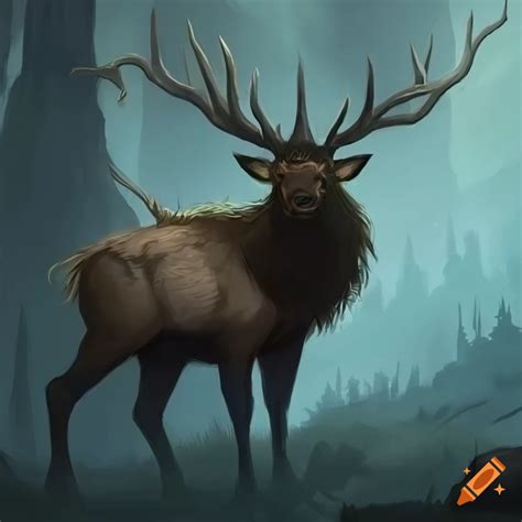 Giant elk in a fantasy setting on Craiyon