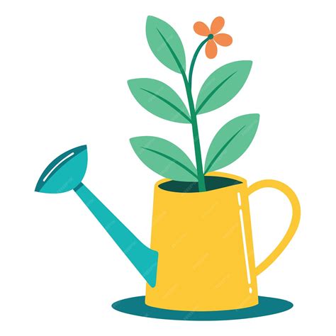 Watering can with plant clipart cartoon style vector illustration ...