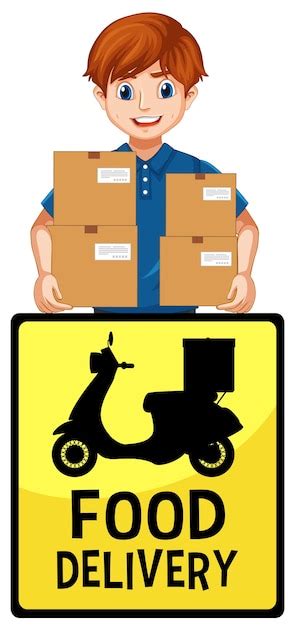 Logo dostawy żywności z dostawcą lub kurierem | Darmowy wektor