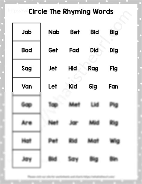 SOLUTION: Circle the rhyming words worksheet exercise 2 - Studypool