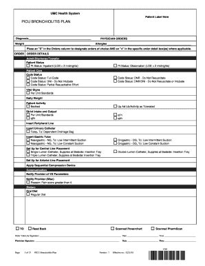 Fillable Online PICU BRONCHIOLITIS PLAN - Lubbock Fax Email Print ...