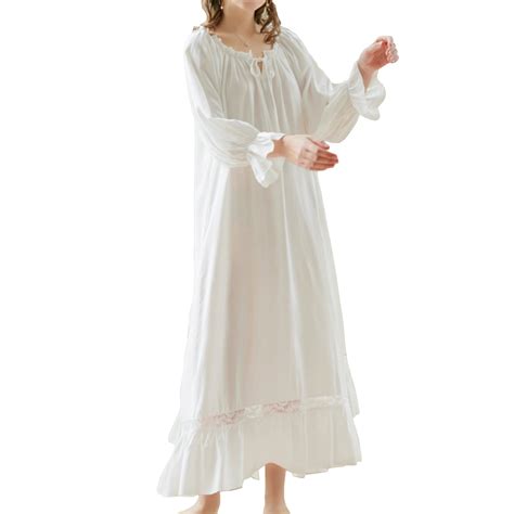 Previn Women's Cotton Victorian Nightgown 3/4 Sleeve Frilly Night Gown ...