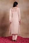 Buy Pink Organza Embroidery Round Neck Rosa Gallica Kurta And Dhoti ...
