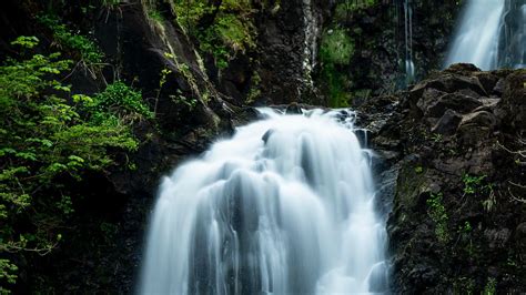 Wallpaper waterfall, flow, river, cliff, water, stones hd, picture, image