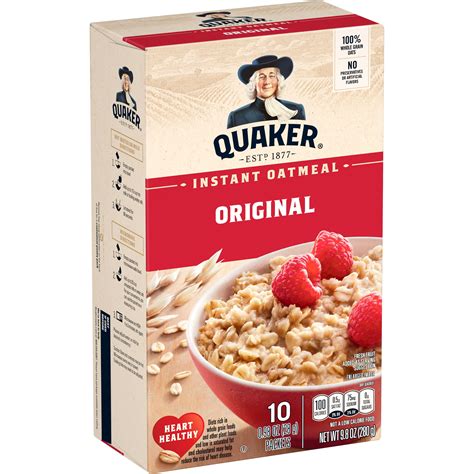 Quaker Instant Oatmeal, Original, Quick Cook Ready-to-Microwave Oatmeal, 9.8 oz, 10 Packets ...