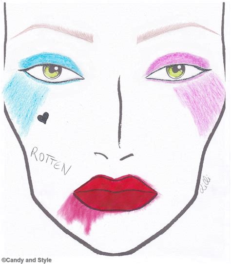 Harley Quinn Suicide Squad Makeup | Halloween Face Chart - Candy and Style