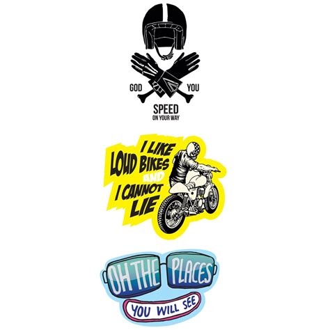 Sticker Silly's Combo of God Speed,I Like Loud Bikes & Oh The Places ...