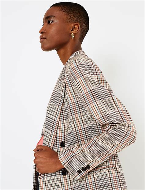 Buy Checked Double Breasted Blazer at Marks & Spencer