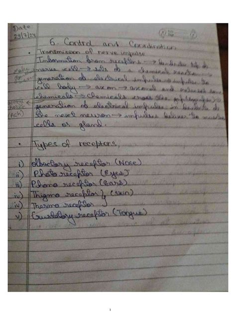 Image result for Control and Coordination Notes From PDF