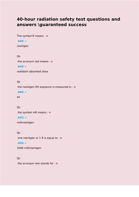 40-hour radiation safety test questions and answers guaranteed success ...