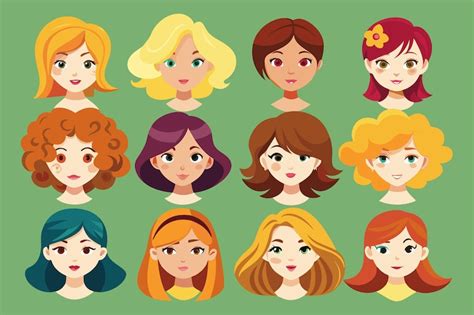 A series of different hairstyles for girls | Premium Vector