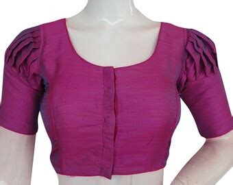 Red Color Semi Silk Readymade Saree Blouse With Puff Sleeves - Etsy India