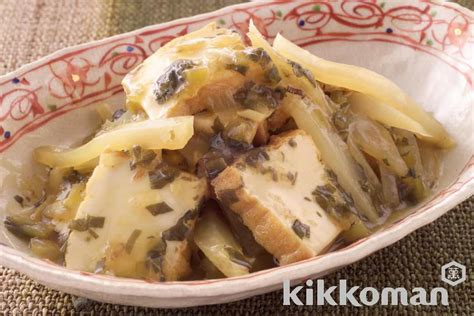 Fried Tofu, Radish, and Leaf Mustard Stir Fry Recipe | Kikkoman Corporation