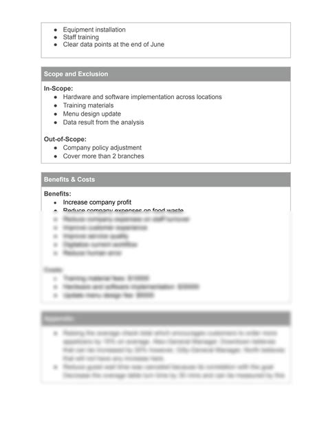 SOLUTION: Project charter for sauce spoon - Studypool