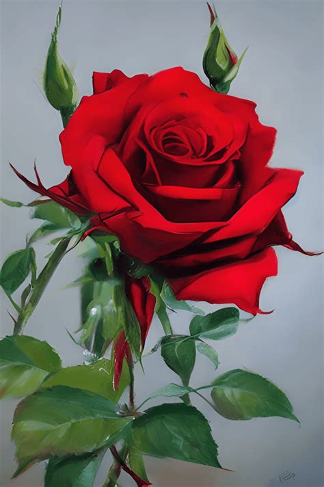Red Rose Oil Painting Hyper Realistic with Intricate Detail · Creative ...