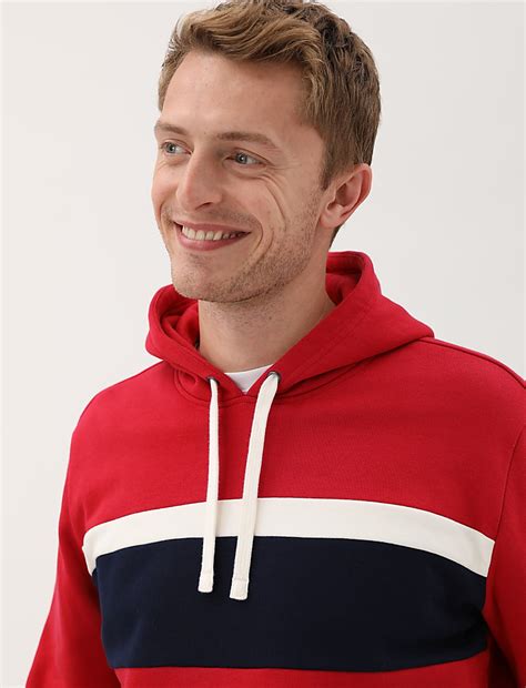 Buy Pure Cotton Colour Block Hoodie at Marks & Spencer