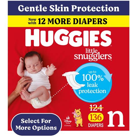 Huggies Little Snugglers Baby Diapers, Size Newborn (Up to 10 lbs), 130 ...