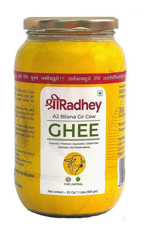 Buy SHREE RADHEY A2 Bilona Gir Cow Ghee | 1 Litre | Traditional Bilona Method | Cultured ...