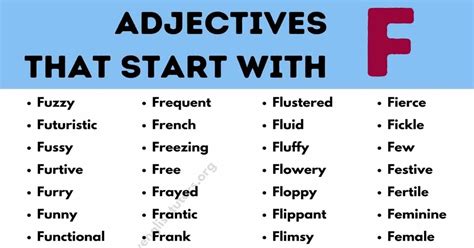 Adjectives that Start with F: Top 110+ Useful Adjectives Starting with ...