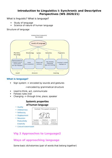 Introduction to Linguistics I neeeeeeeew - Introduction to Linguistics I: Synchronic and ...