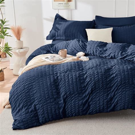 HYMOKEGE Navy Blue Duvet Cover Queen Size, Ultra Soft 3-Piece ...