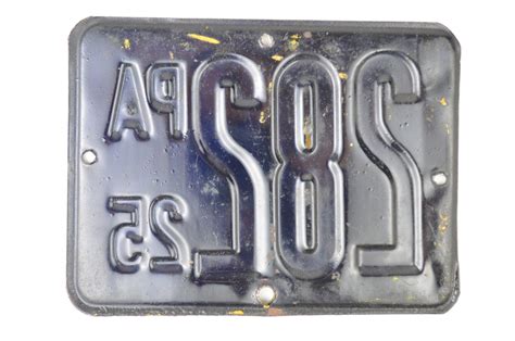 1925 Low Number #282 Pennsylvania Motorcycle License Plate Very Good ...