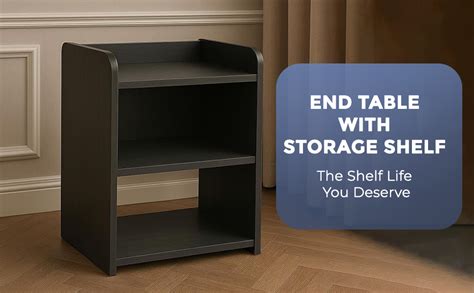 FireBees Modern Wooden Bedside Table with 3 Shelves | Compact Side ...