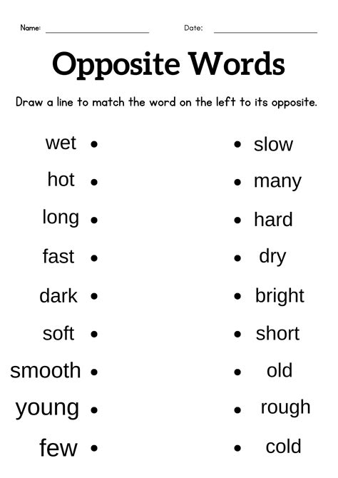 Opposite Words Worksheet For Grade 7 - Free Math Worksheet Printable