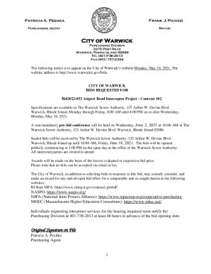 Fillable Online Airport Road Interceptor Project - Contract 102 Fax ...