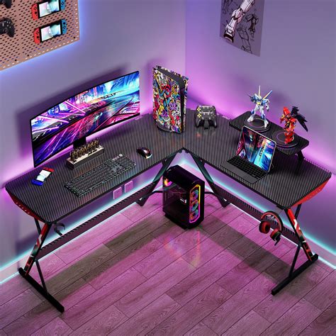 58" L Shaped Gaming Desk, Gaming Table L Shape, Computer Desk for Gamer ...