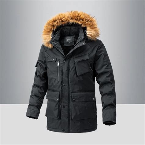 Nebwoak Mens Winter Work Coats with Faux Fur Hood- Casual Heavyweight ...