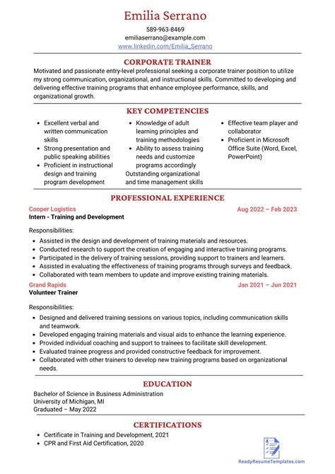 Corporate Trainer Resume Templates For 2023 - Ready Resume Templates