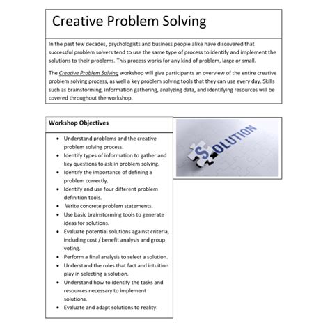 Image result for Creative Problem Solving Task Summary Example