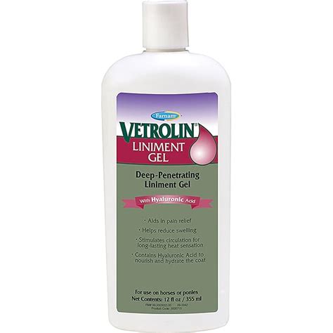 Buy Farnam Vetrolin Horse Liniment Gel with Hyaluronic Acid for Muscle ...