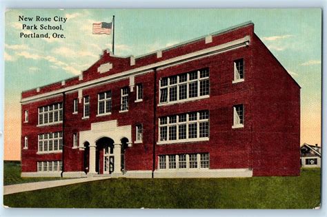 Portland Oregon Postcard New Rose City Park School Building Exterior ...