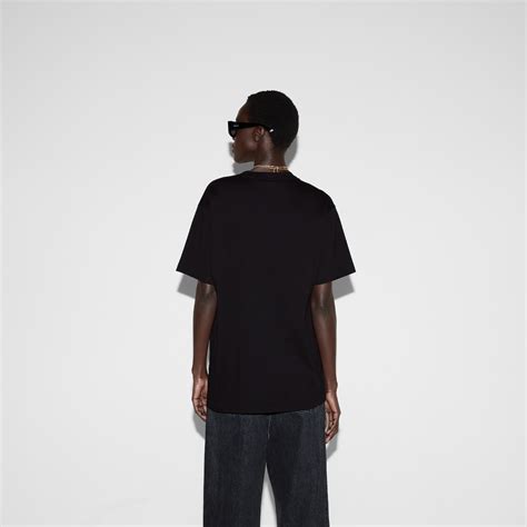 Printed cotton jersey T-shirt in black | GUCCI® US