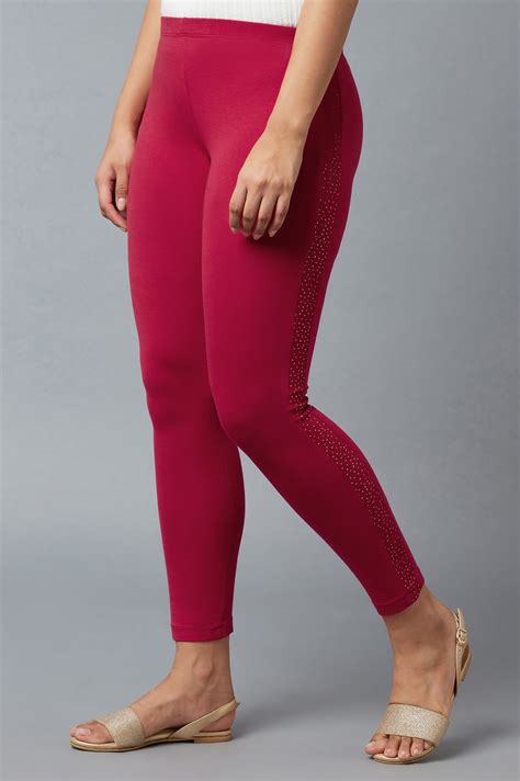 Buy Red Solid Skinny Cotton Tights With Elasticated Waist Online for ...