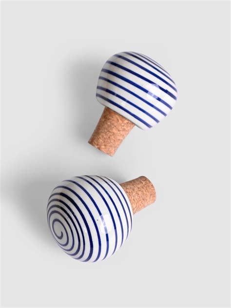 Best White and Blue color line design wine bottle stoppers (Set of Two ...
