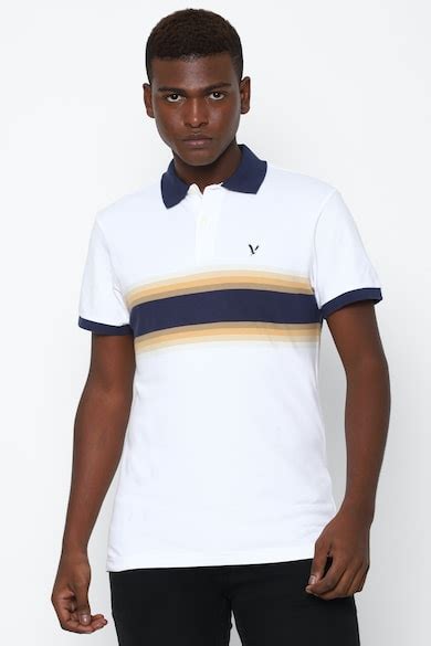 Buy American Eagle Men White Striped Polo Shirt Online