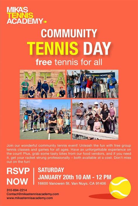 Free community Tennis Event in the valley, Mikas Tennis Academy, Van ...