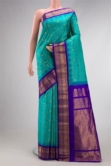 Buy Turquoise Gadwal Silk Saree Online – Nalli Silk Sarees Pvt Ltd